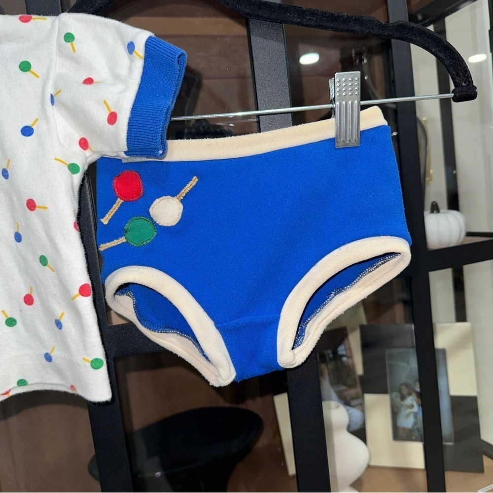 80s Vintage Florence Eiseman baby boy set polo shorts appliqué embroidery sucker - Picture 4 of 8